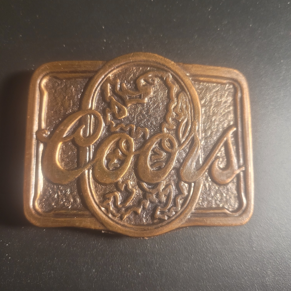 Coors Logo Metal Belt Buckle in Bronze Tone